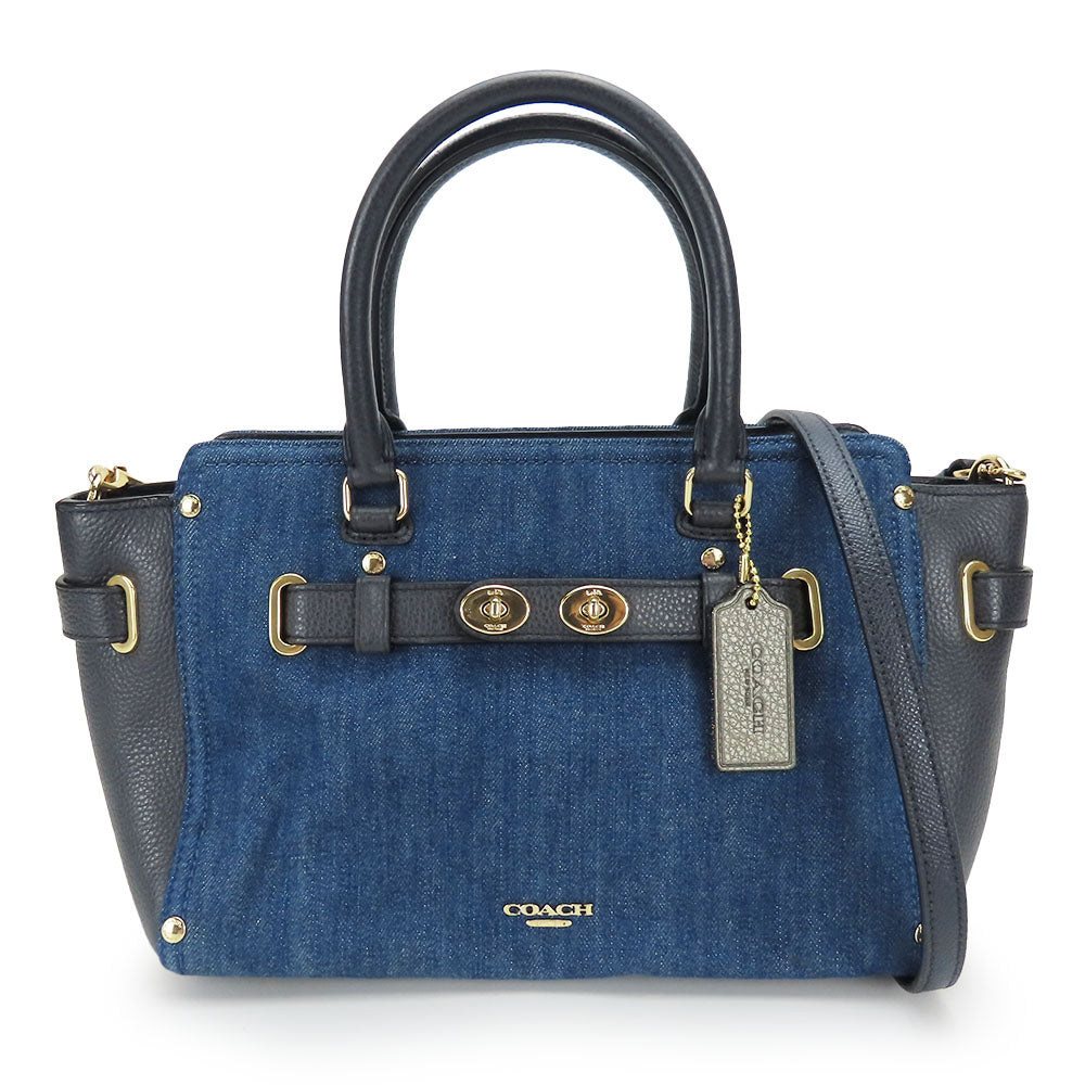 COACH Handbag F26160 Denim, Leather blue Women Used Authentic