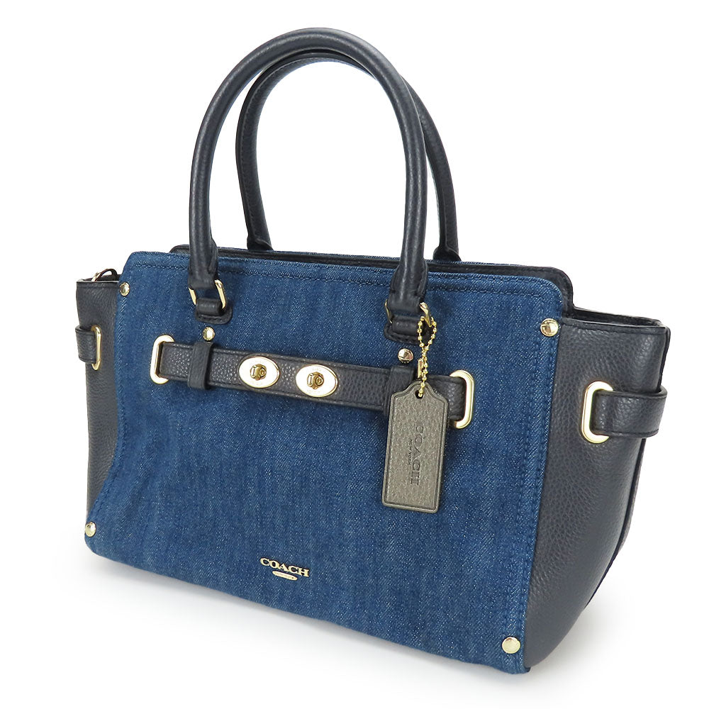 COACH Handbag F26160 Denim, Leather blue Women Used Authentic