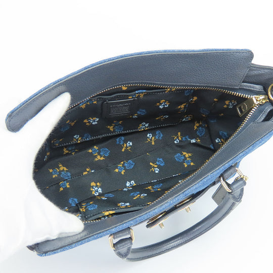 COACH Handbag F26160 Denim, Leather blue Women Used Authentic