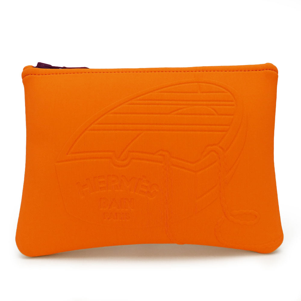 HERMES Pouch Polyurethane Orange Neovan Thalassa PM