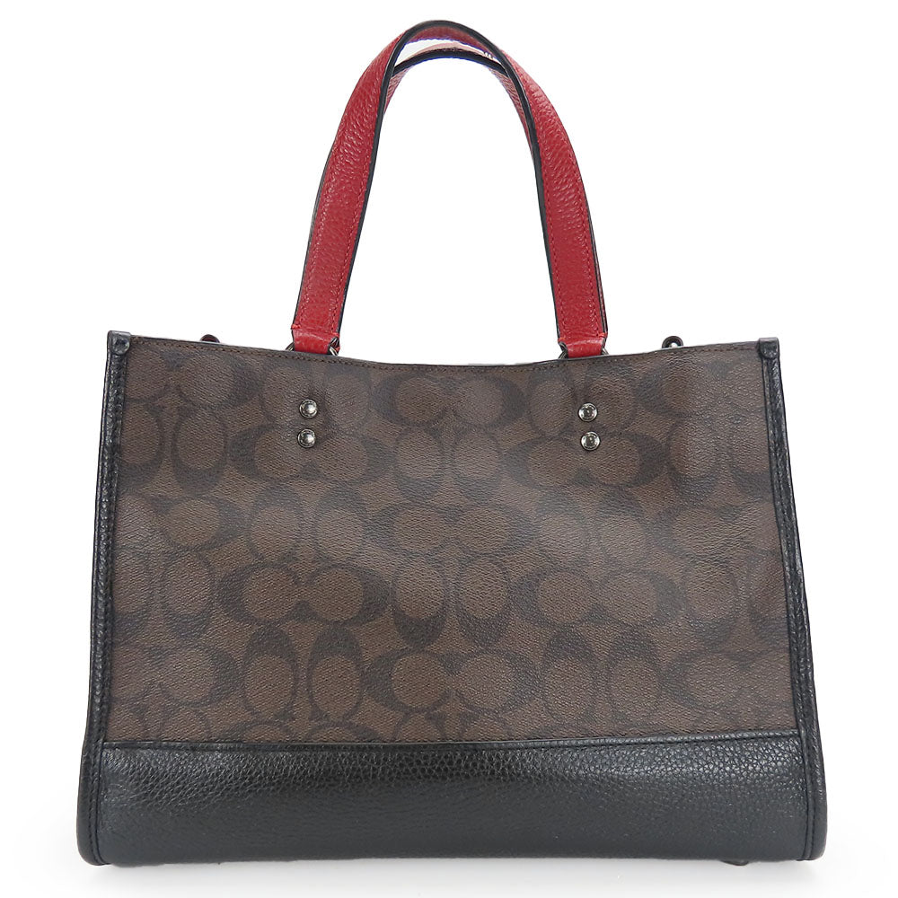 COACH Handbag C1527 Leather, PVC Brown Carryall Dempsey Women Used Authentic