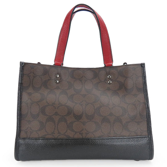 COACH Handbag C1527 Leather, PVC Brown Carryall Dempsey Women Used Authentic