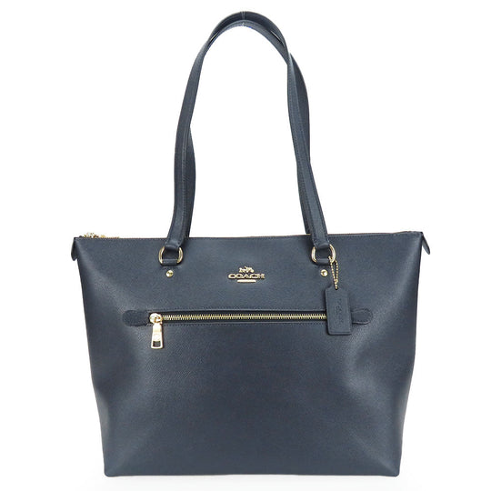COACH Tote Bag F79608 leather Navy Women Used Authentic