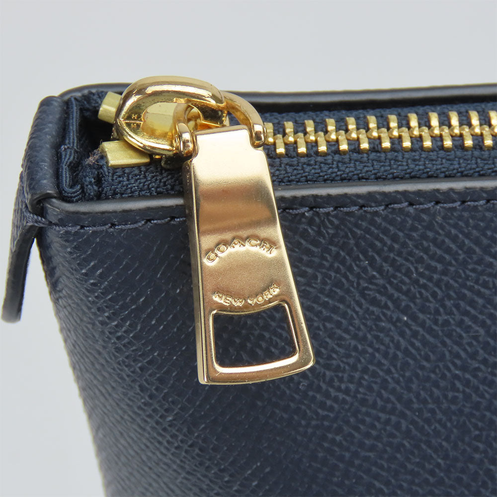 COACH Tote Bag F79608 leather Navy Women Used Authentic