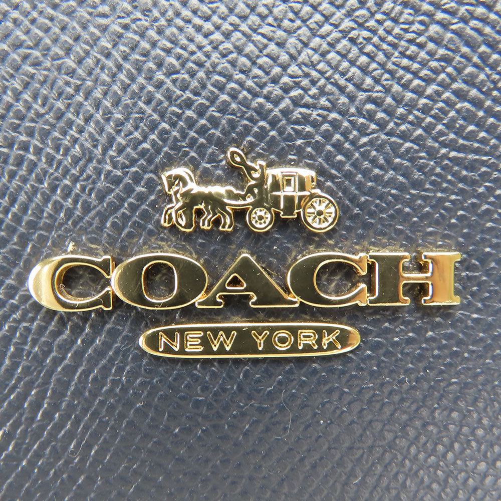 COACH Tote Bag F79608 leather Navy Women Used Authentic