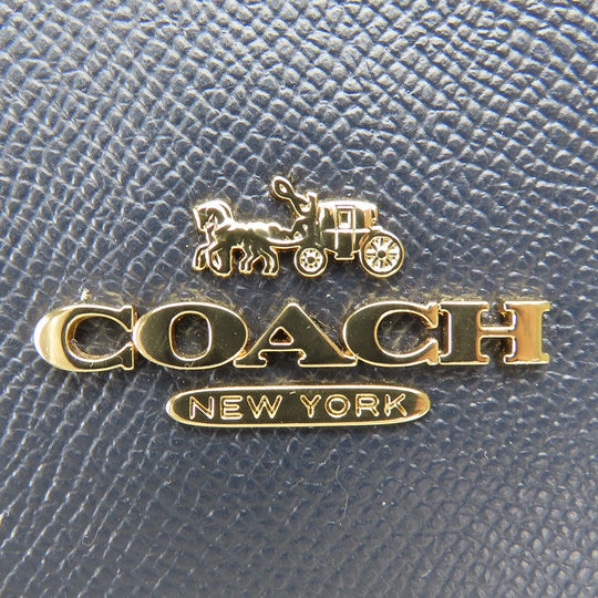 COACH Tote Bag F79608 leather Navy Women Used Authentic