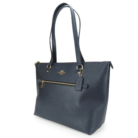 COACH Tote Bag F79608 leather Navy Women Used Authentic