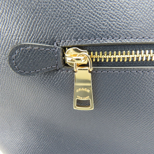 COACH Tote Bag F79608 leather Navy Women Used Authentic