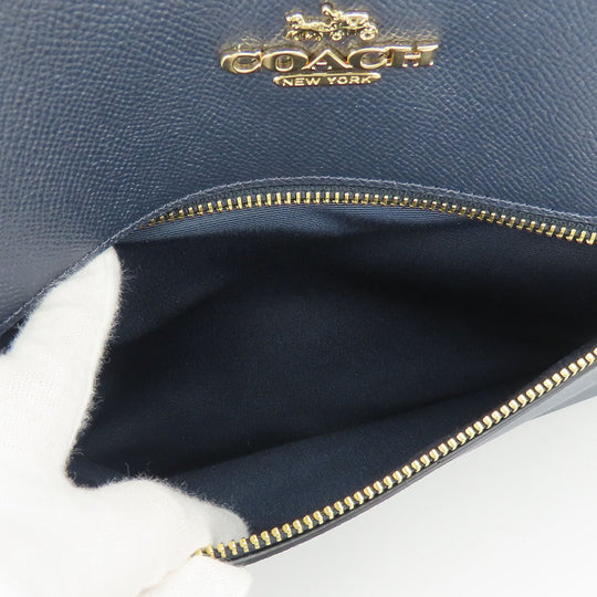 COACH Tote Bag F79608 leather Navy Women Used Authentic