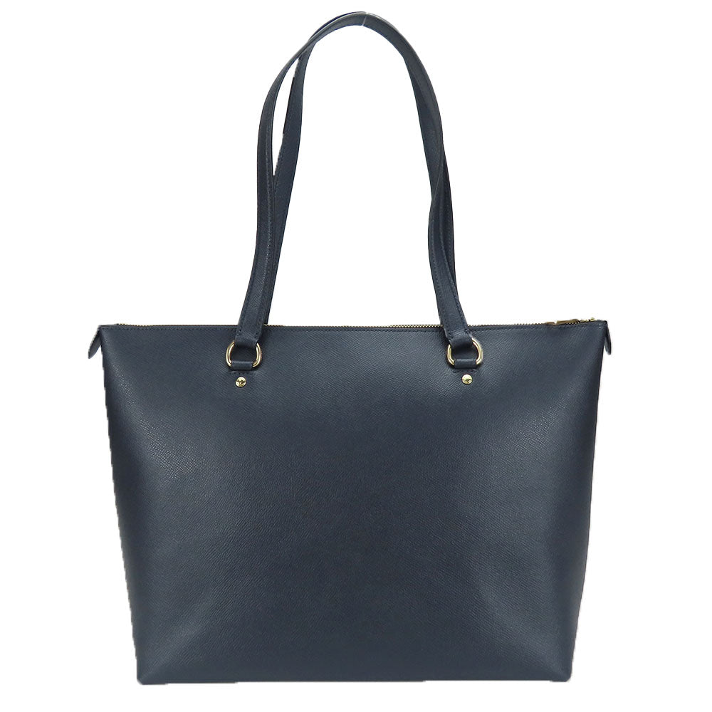 COACH Tote Bag F79608 leather Navy Women Used Authentic