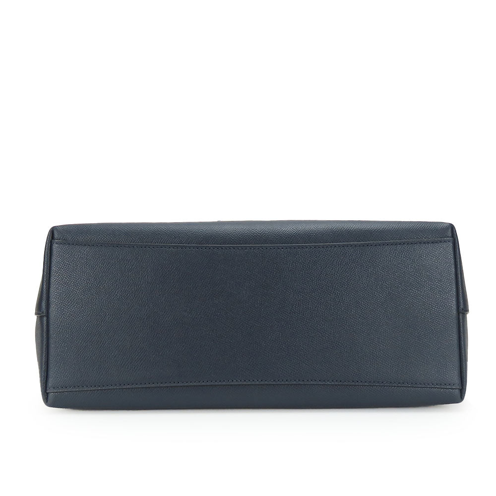 COACH Tote Bag F79608 leather Navy Women Used Authentic