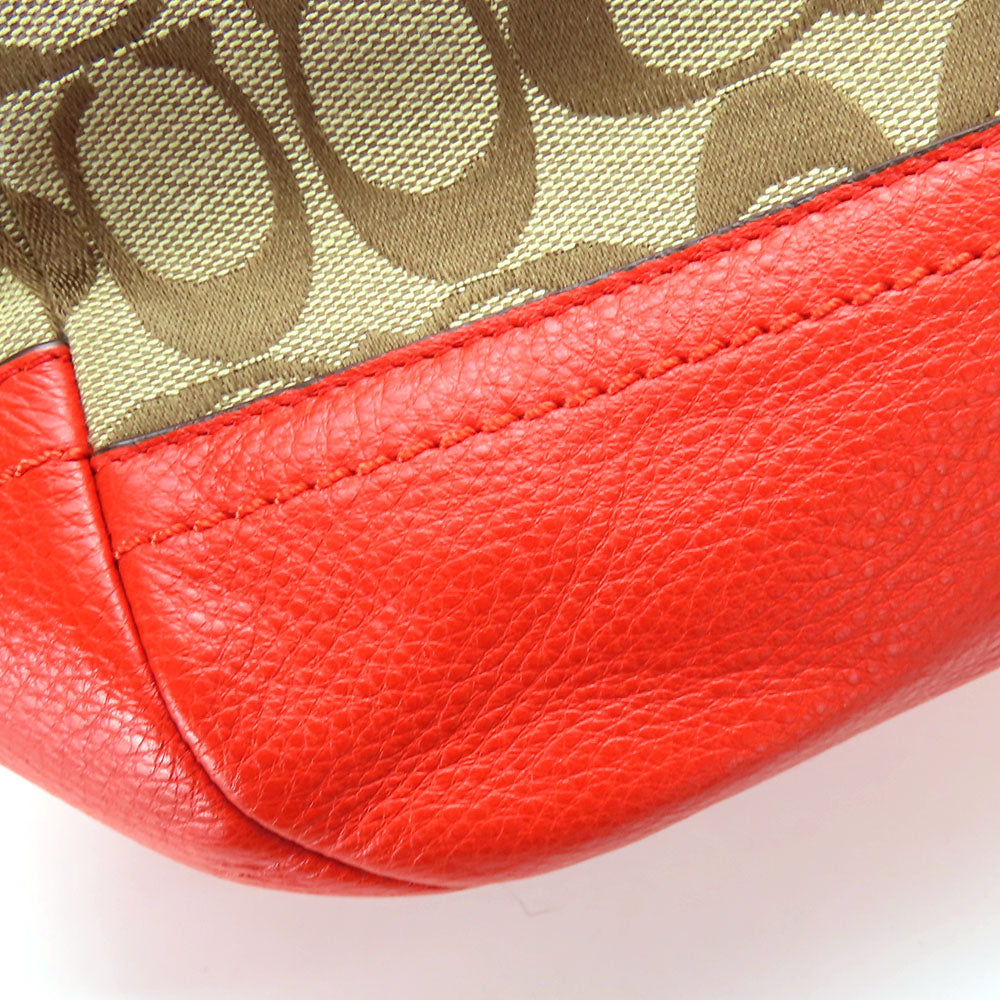 COACH Tote Bag F23297 Canvas, Leather Red Women Used Authentic