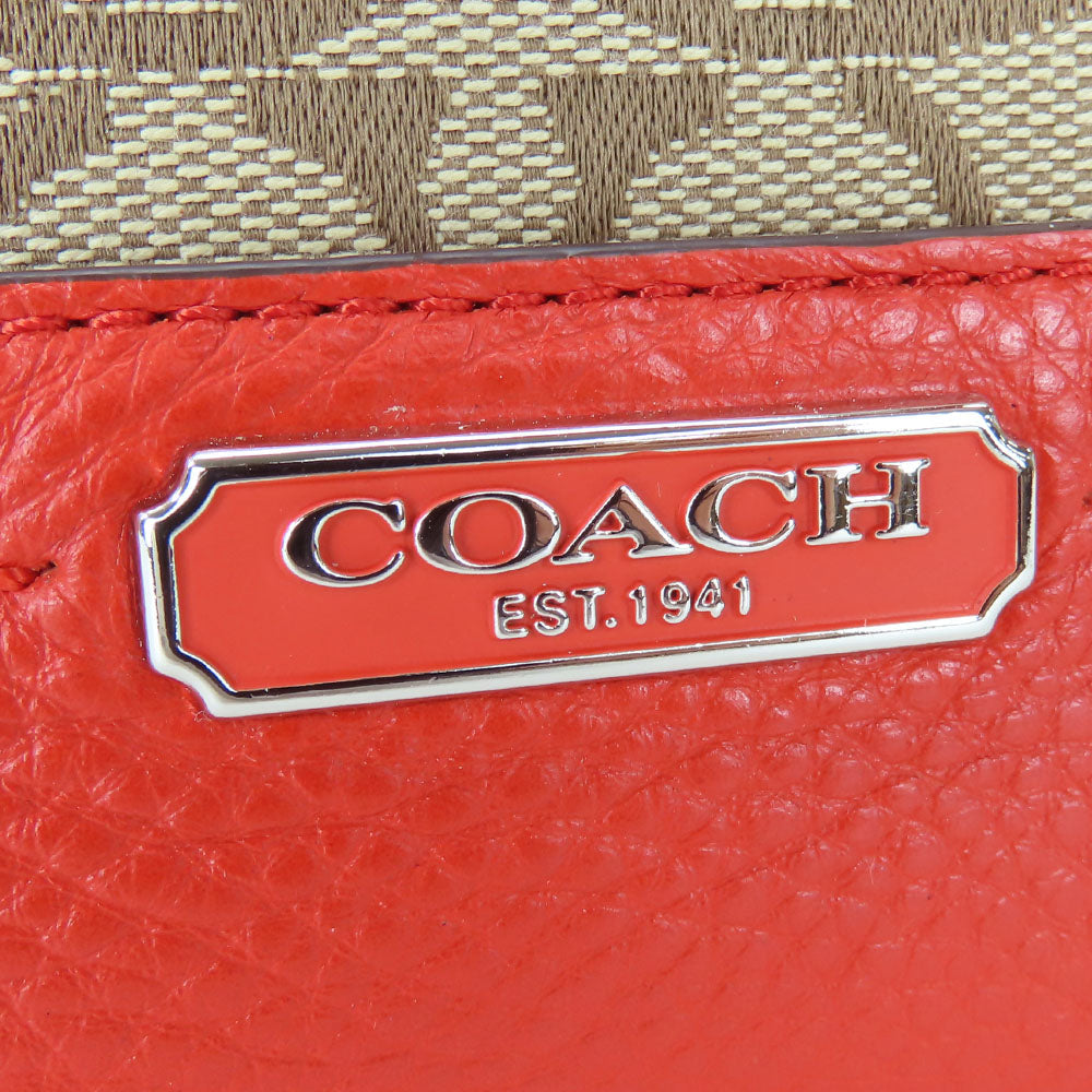 COACH Tote Bag F23297 Canvas, Leather Red Women Used Authentic