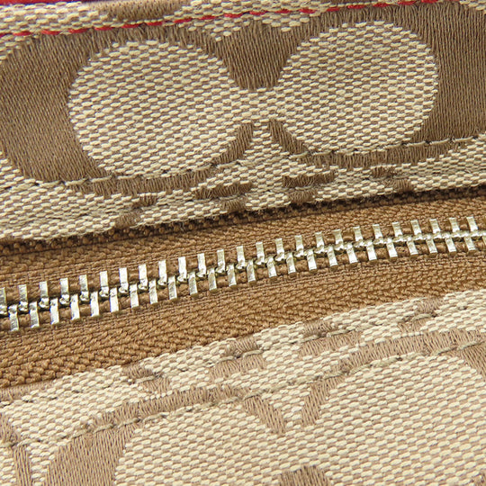 COACH Tote Bag F23297 Canvas, Leather Red Women Used Authentic