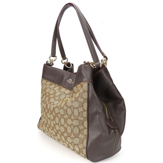 COACH Tote Bag F57612 Canvas, Leather Brown Women Used Authentic