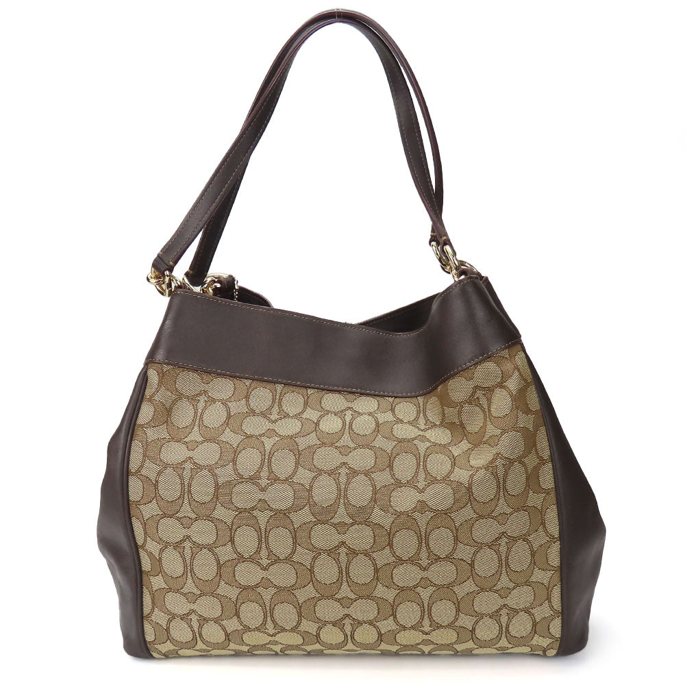 COACH Tote Bag F57612 Canvas, Leather Brown Women Used Authentic