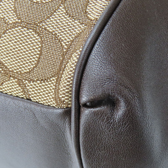 COACH Tote Bag F57612 Canvas, Leather Brown Women Used Authentic