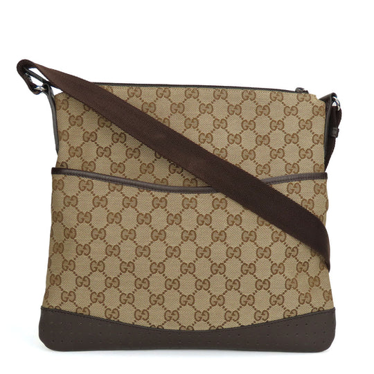 GUCCI Shoulder Bag 145857 GG canvas, perforated leather Brown mens(Unisex) Used Authentic