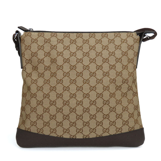 GUCCI Shoulder Bag 145857 GG canvas, perforated leather Brown mens(Unisex) Used Authentic