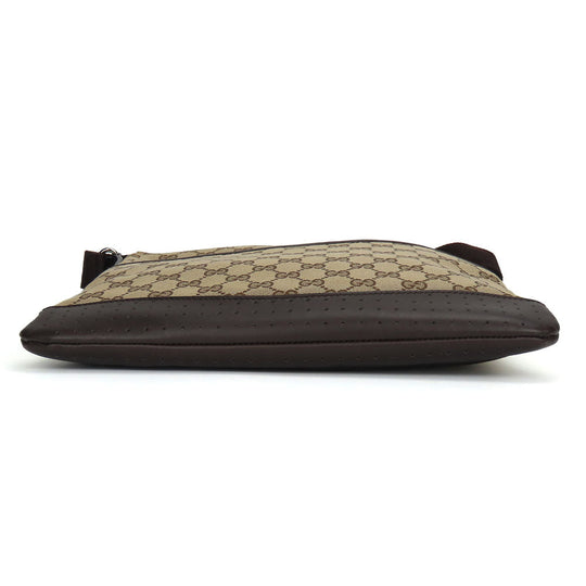 GUCCI Shoulder Bag 145857 GG canvas, perforated leather Brown mens(Unisex) Used Authentic