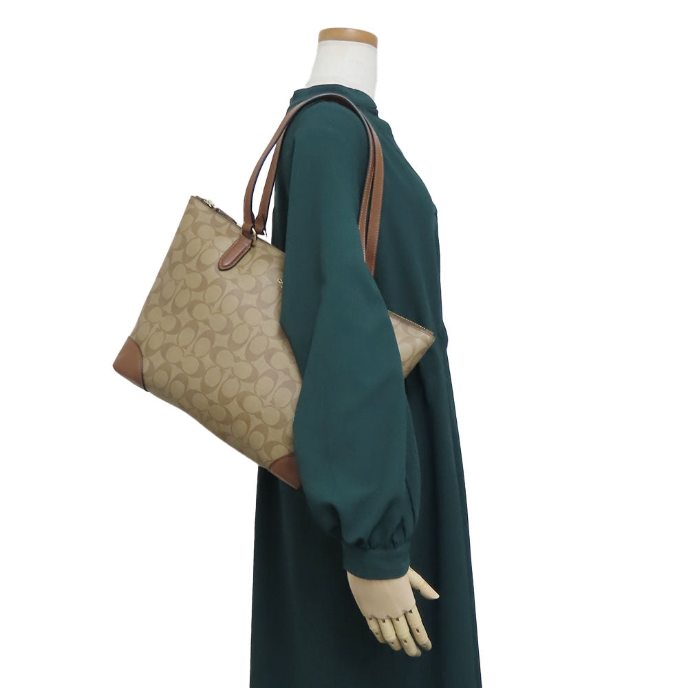 COACH Tote Bag F29208 PVC, Leather Brown Women Used Authentic