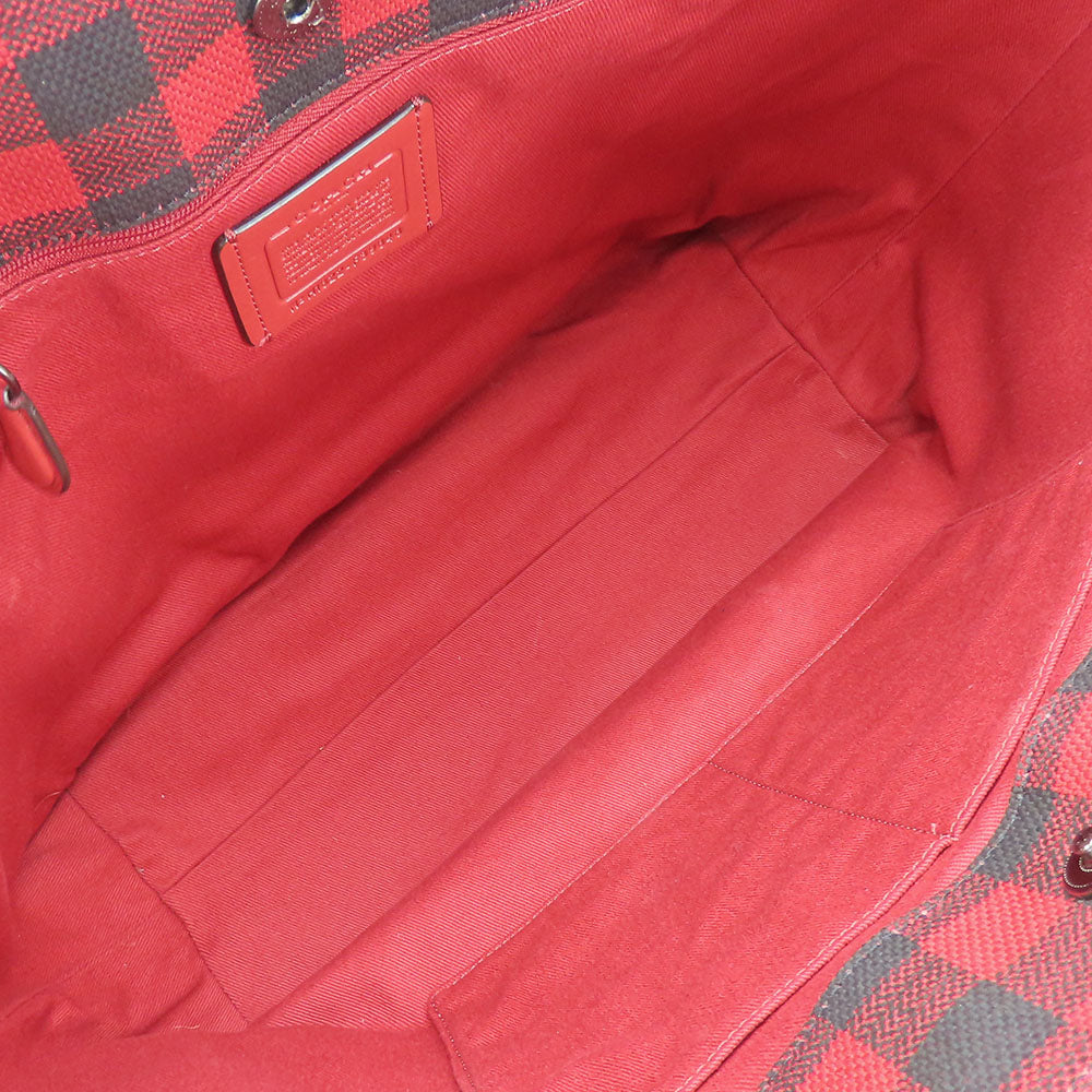 COACH Tote Bag F39848 Canvas, Leather Red Women Used Authentic