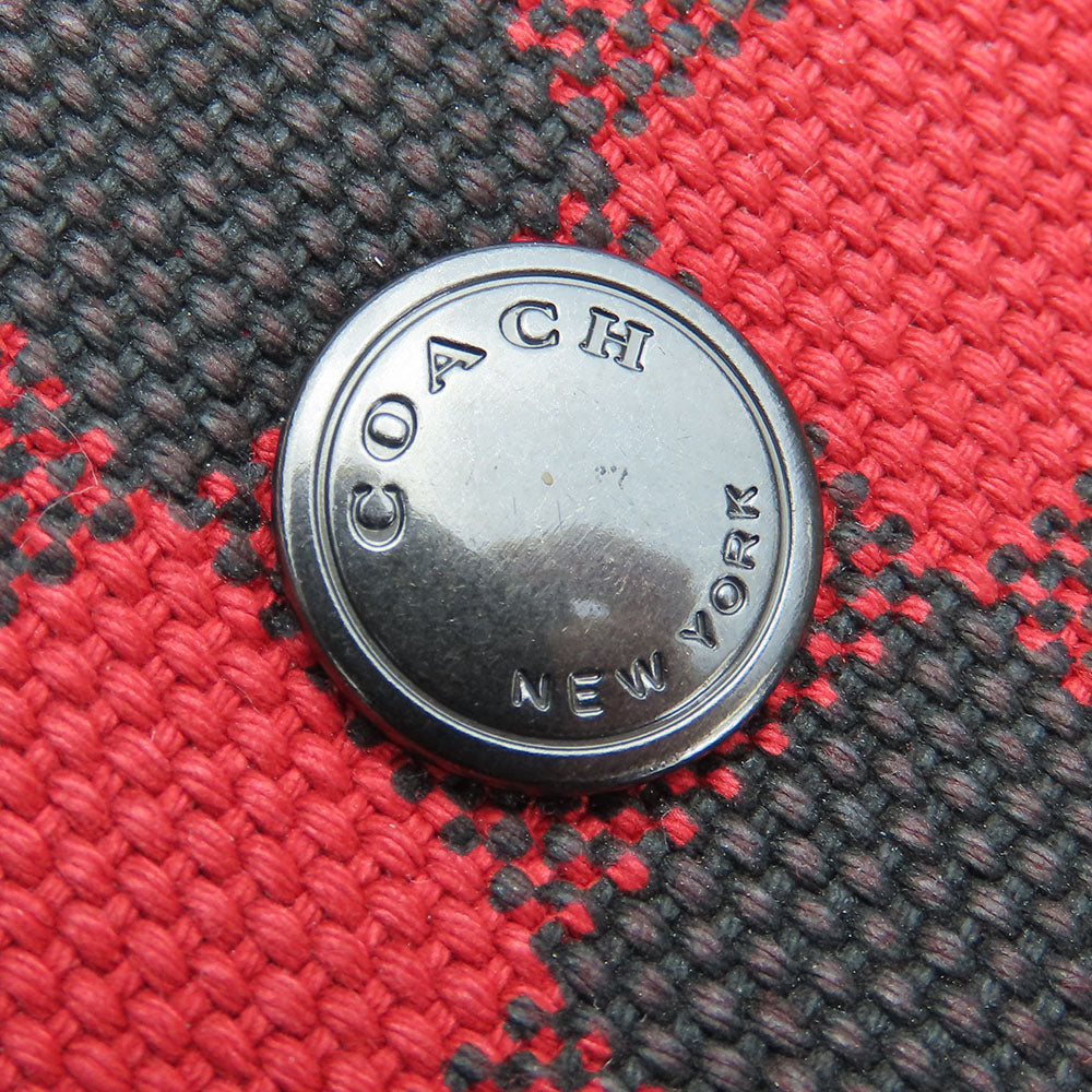 COACH Tote Bag F39848 Canvas, Leather Red Women Used Authentic