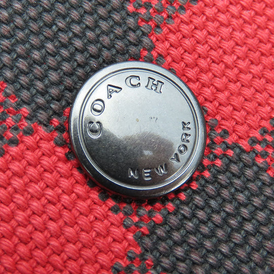 COACH Tote Bag F39848 Canvas, Leather Red Women Used Authentic