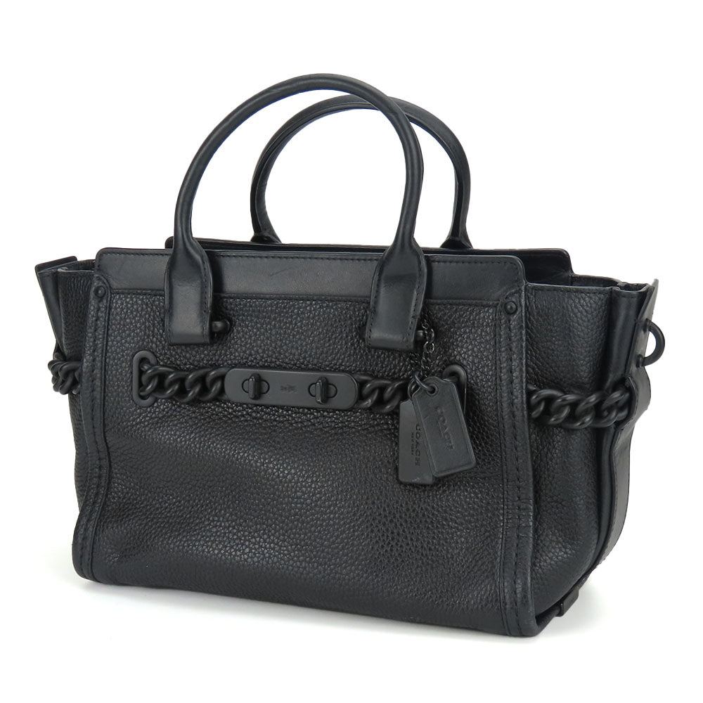 COACH Handbag 59517 leather black Swagger 27 Women Used Authentic