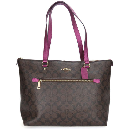 COACH Tote Bag F87701 PVC, Leather Brown Signature Women Used Authentic