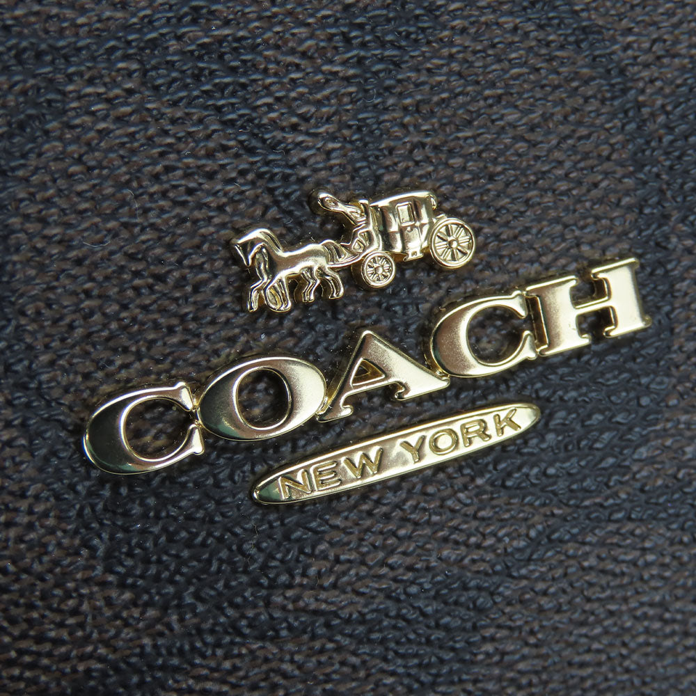 COACH Tote Bag F87701 PVC, Leather Brown Signature Women Used Authentic