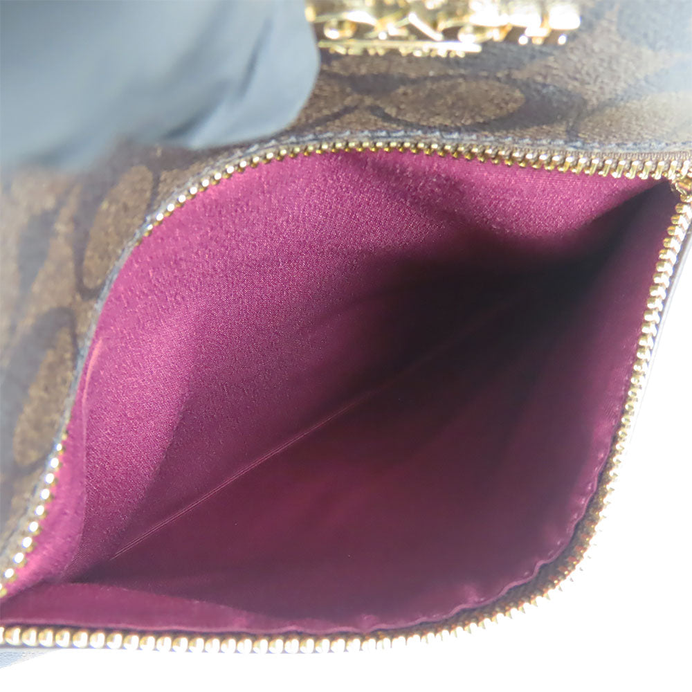 COACH Tote Bag F87701 PVC, Leather Brown Signature Women Used Authentic