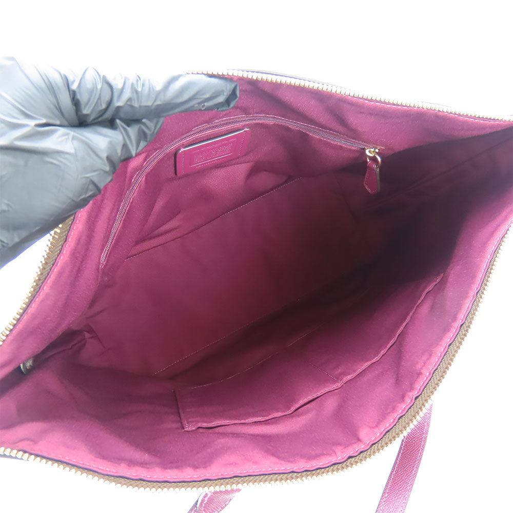 COACH Tote Bag F87701 PVC, Leather Brown Signature Women Used Authentic