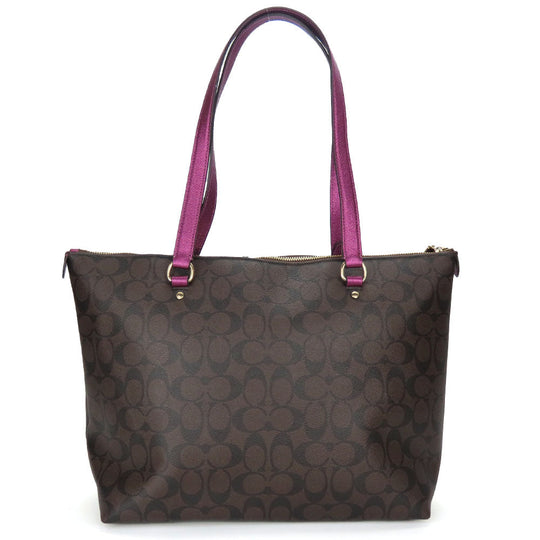 COACH Tote Bag F87701 PVC, Leather Brown Signature Women Used Authentic