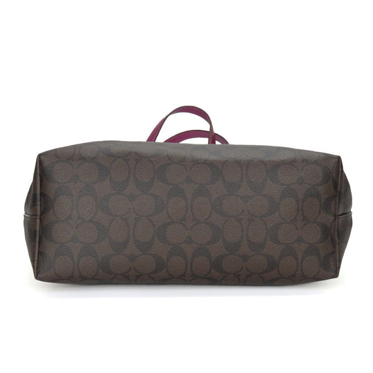 COACH Tote Bag F87701 PVC, Leather Brown Signature Women Used Authentic