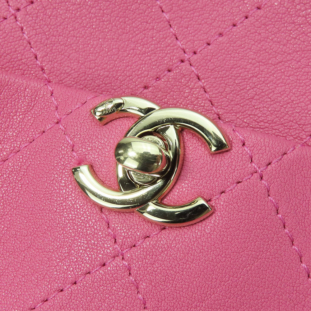 CHANEL Shoulder Bag leather pink Matrasse Women Used Authentic