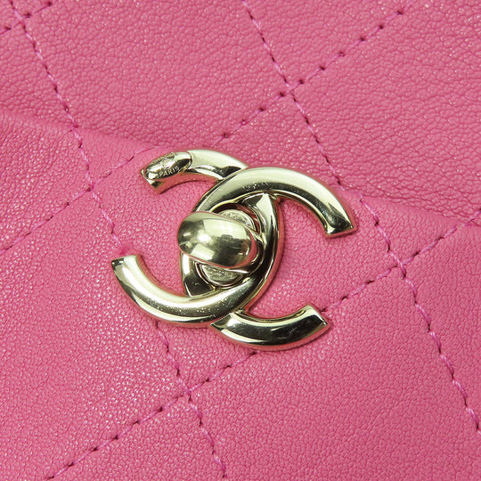 CHANEL Shoulder Bag leather pink Matrasse Women Used Authentic