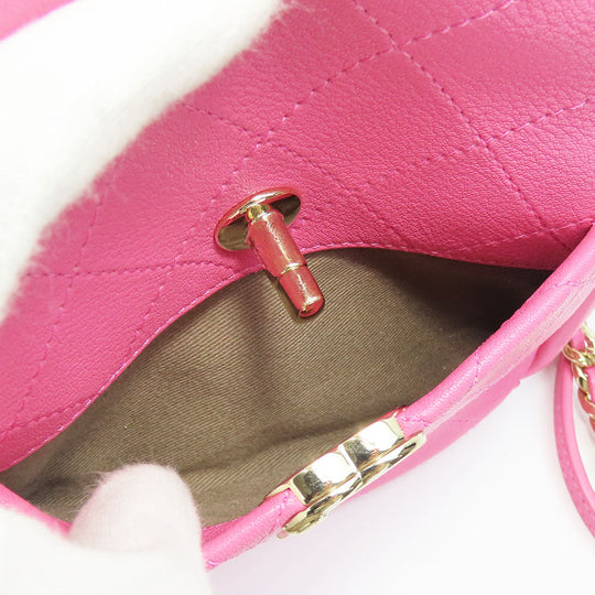 CHANEL Shoulder Bag leather pink Matrasse Women Used Authentic