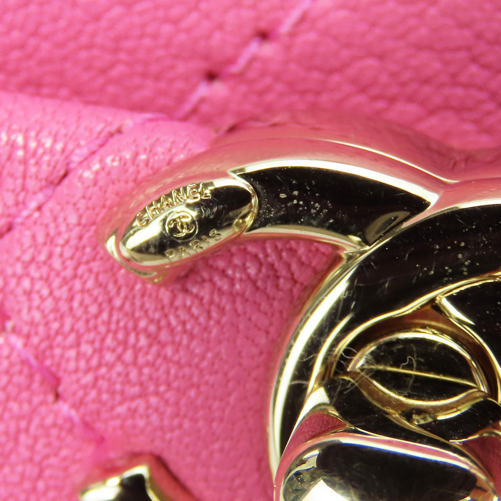 CHANEL Shoulder Bag leather pink Matrasse Women Used Authentic