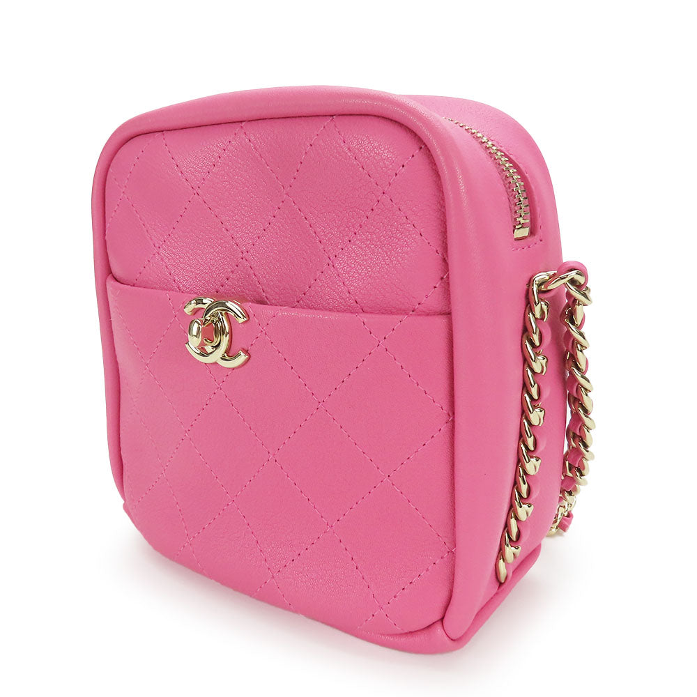 CHANEL Shoulder Bag leather pink Matrasse Women Used Authentic