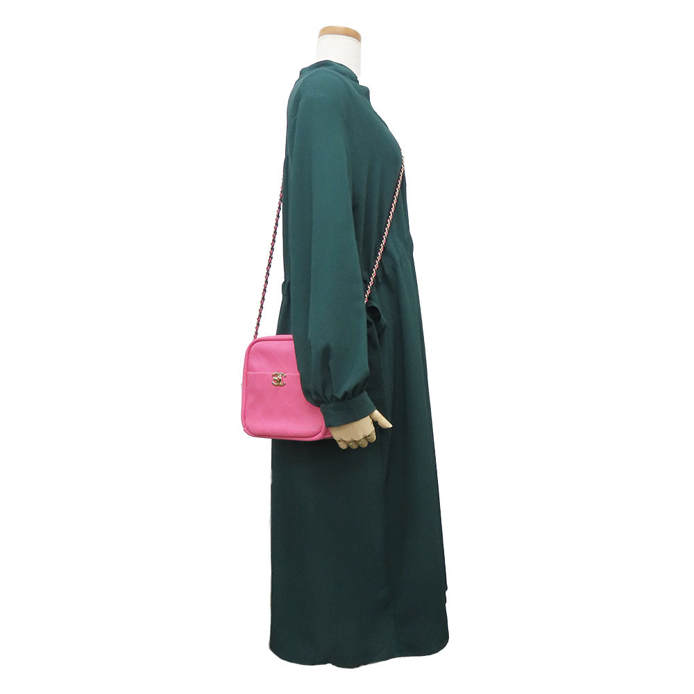 CHANEL Shoulder Bag leather pink Matrasse Women Used Authentic