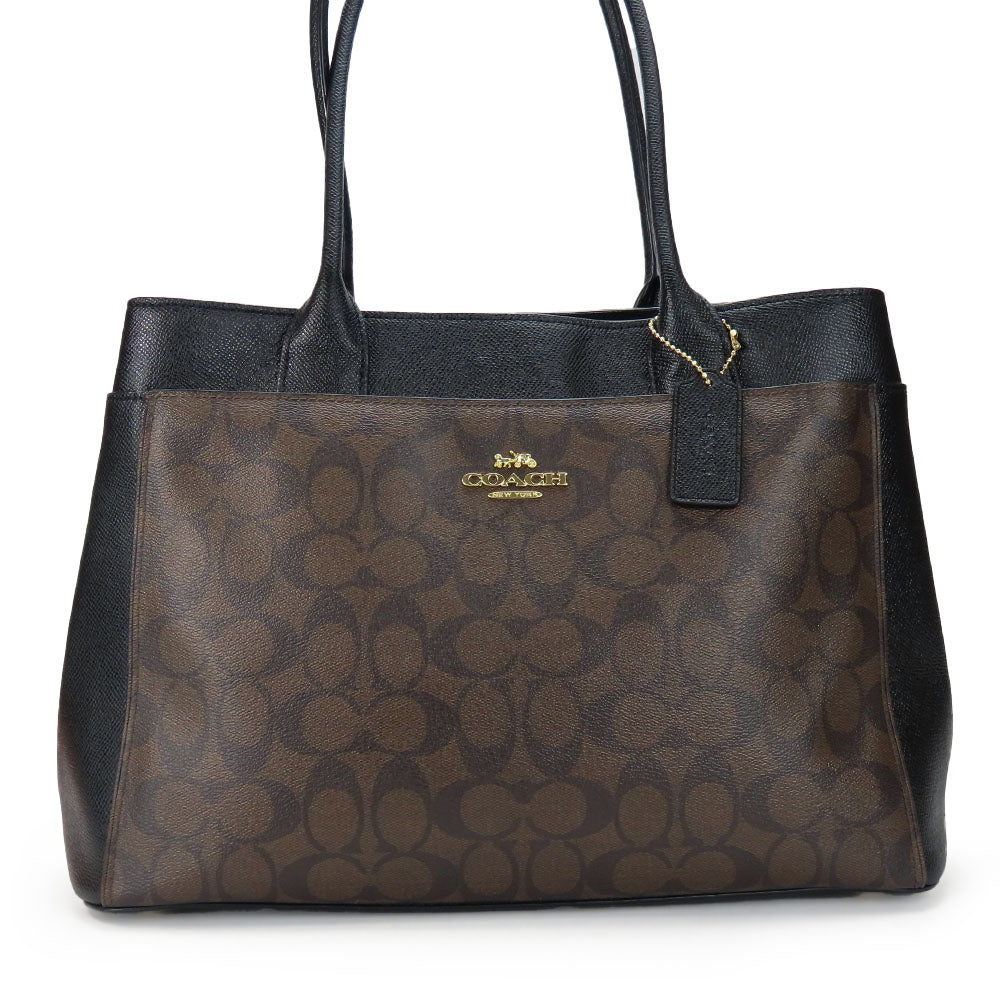 COACH Handbag F31475 Leather, PVC black Signature Women Used Authentic