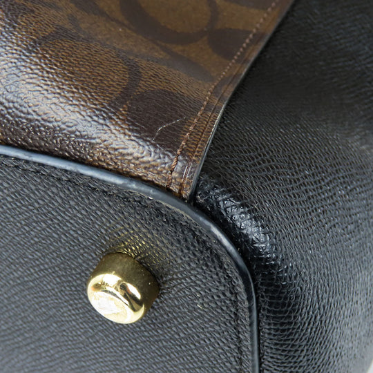 COACH Handbag F31475 Leather, PVC black Signature Women Used Authentic