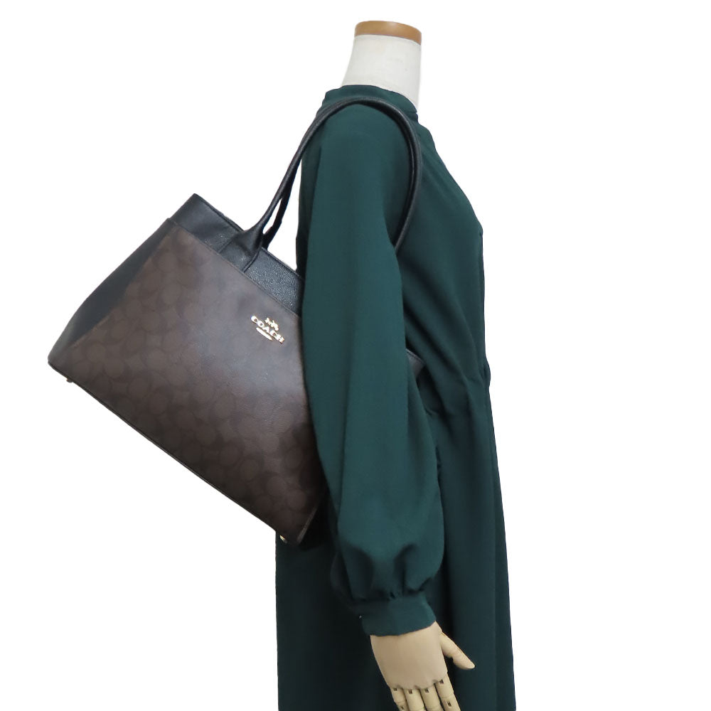 COACH Handbag F31475 Leather, PVC black Signature Women Used Authentic