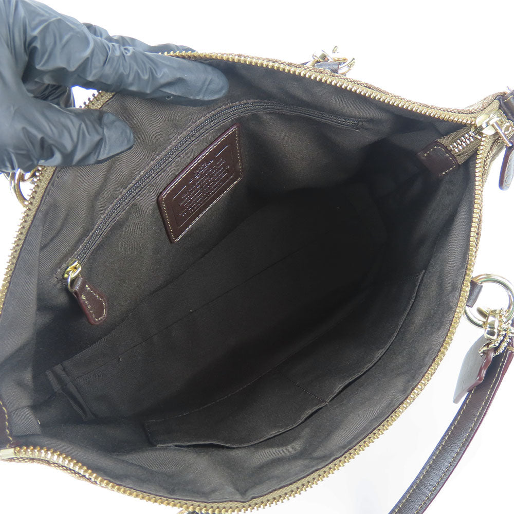 COACH Handbag F36625 Canvas, Leather beige Signature Women Used Authentic