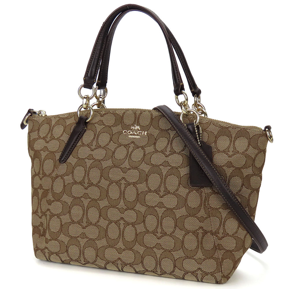 COACH Handbag F36625 Canvas, Leather beige Signature Women Used Authentic