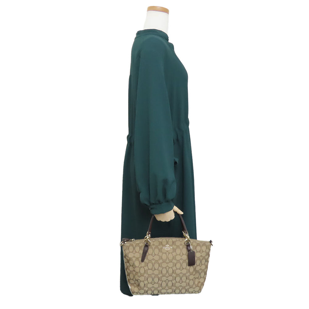 COACH Handbag F36625 Canvas, Leather beige Signature Women Used Authentic