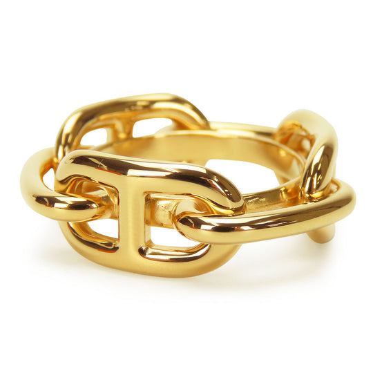 HERMES Scarf ring metal gold Chene Dunkle Women Used Authentic