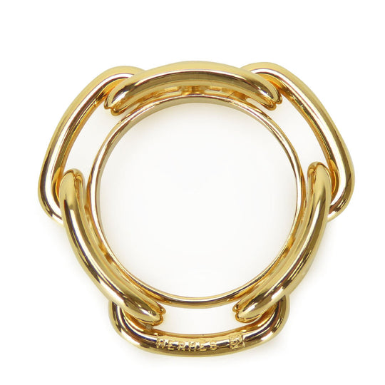 HERMES Scarf ring metal gold Chene Dunkle Women Used Authentic
