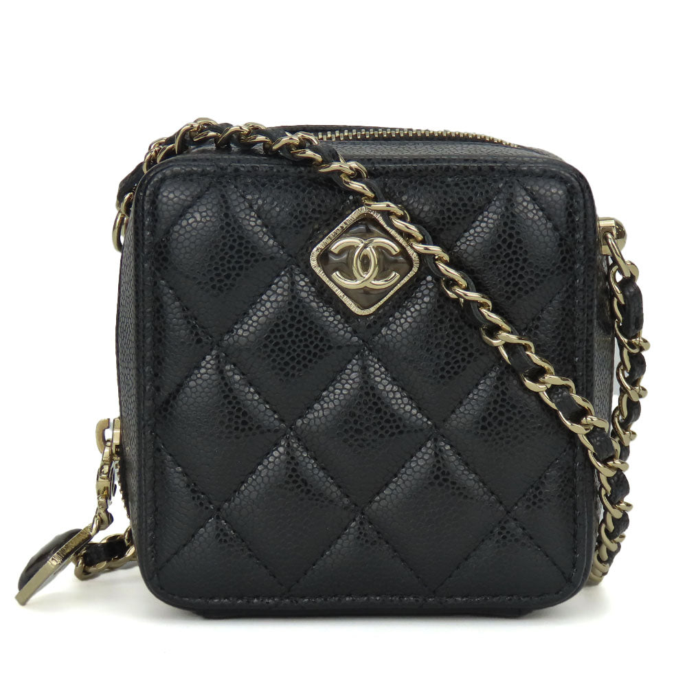 CHANEL Shoulder Bag leather black Women Used Authentic